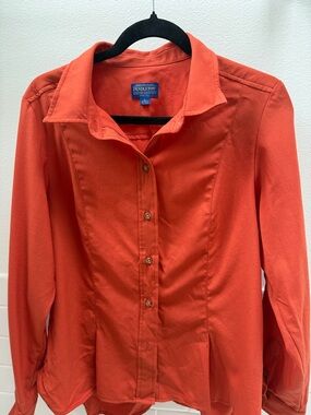 Vintage Pendleton 100% Virgin Wool Fitted Blouse - Orange - Large
